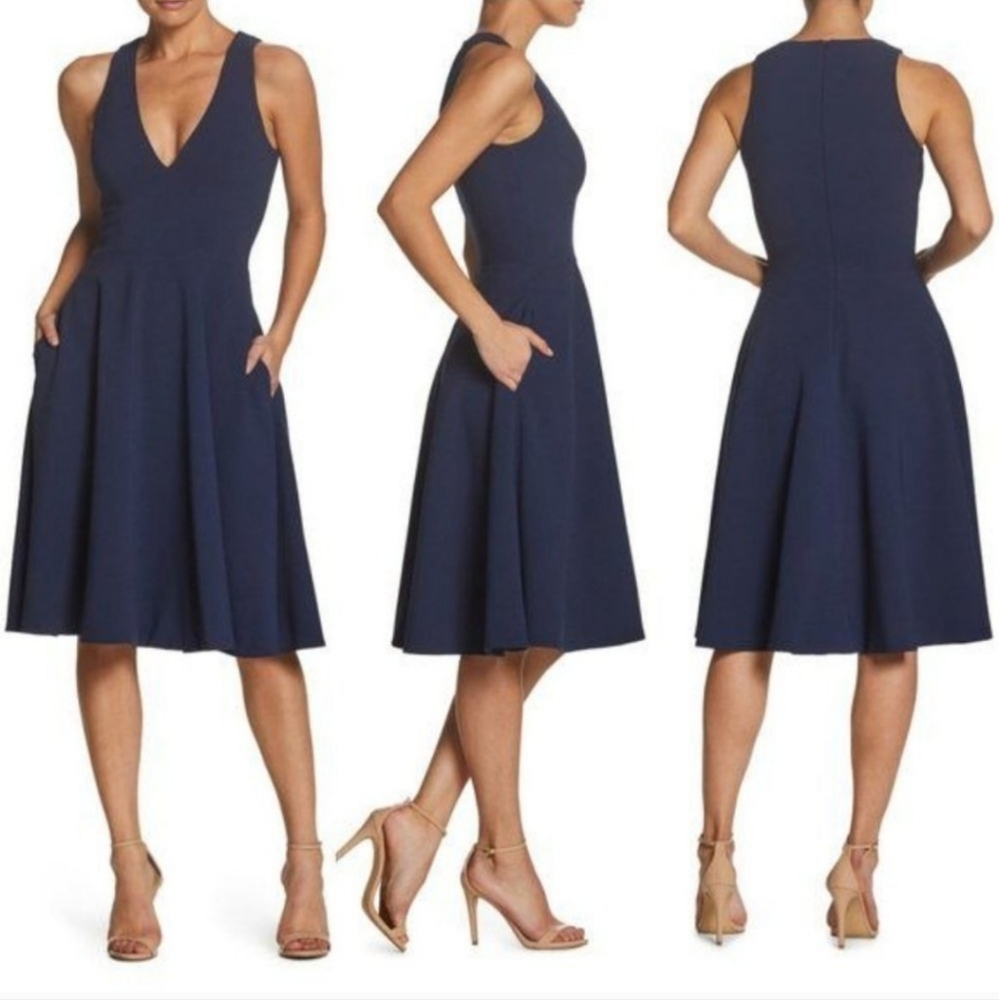 Dress the Population Catalina Midnight Blue Sleeveless Midi Dress XS